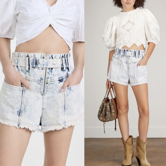 Sea NY Birdie Bleached Denim Shorts XS - Picture 1 of 15
